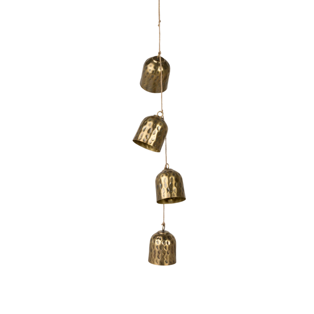 Hanging Hammered Christmas Bells | Antique Brass