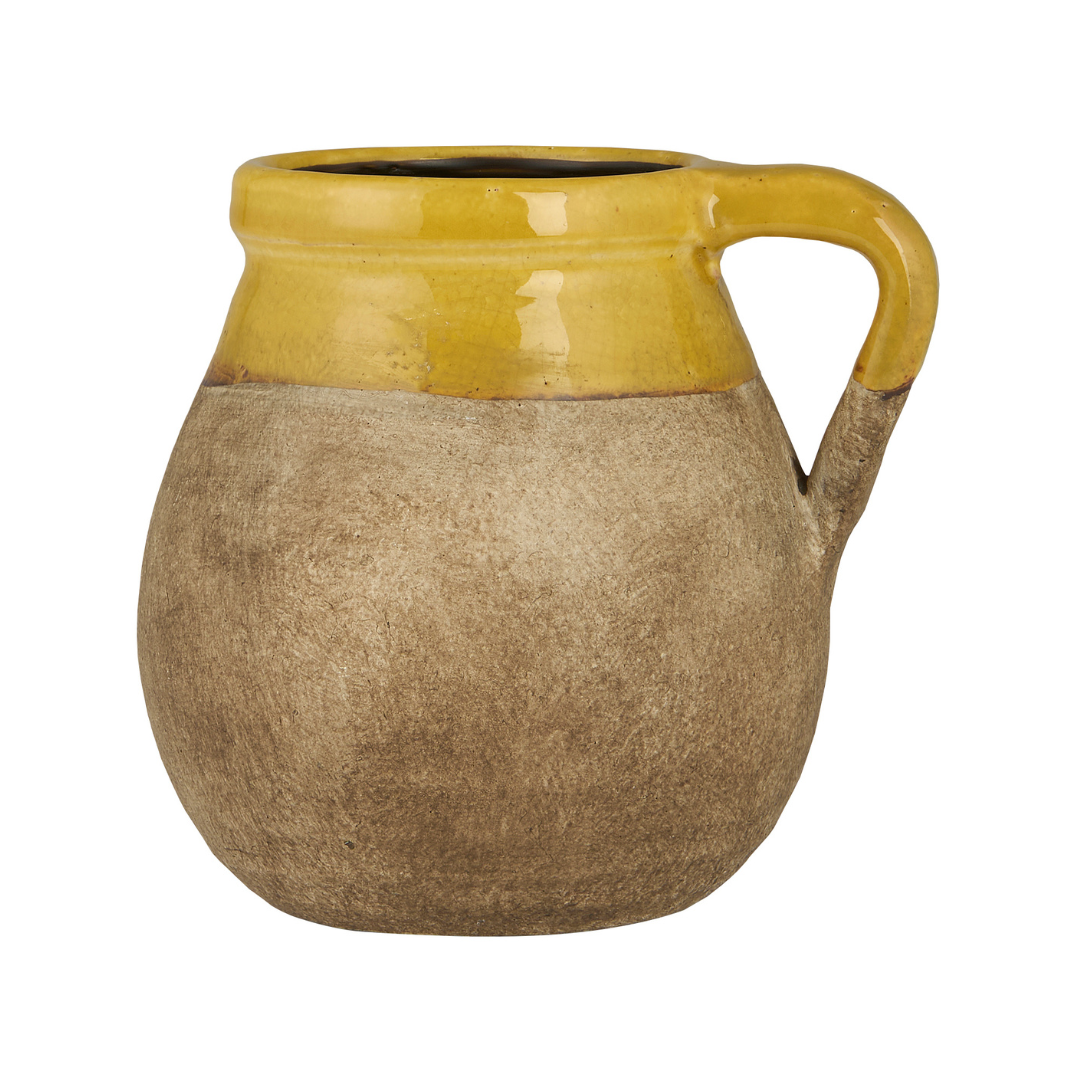Avignon Rustic Jug Vase With Mustard Edge