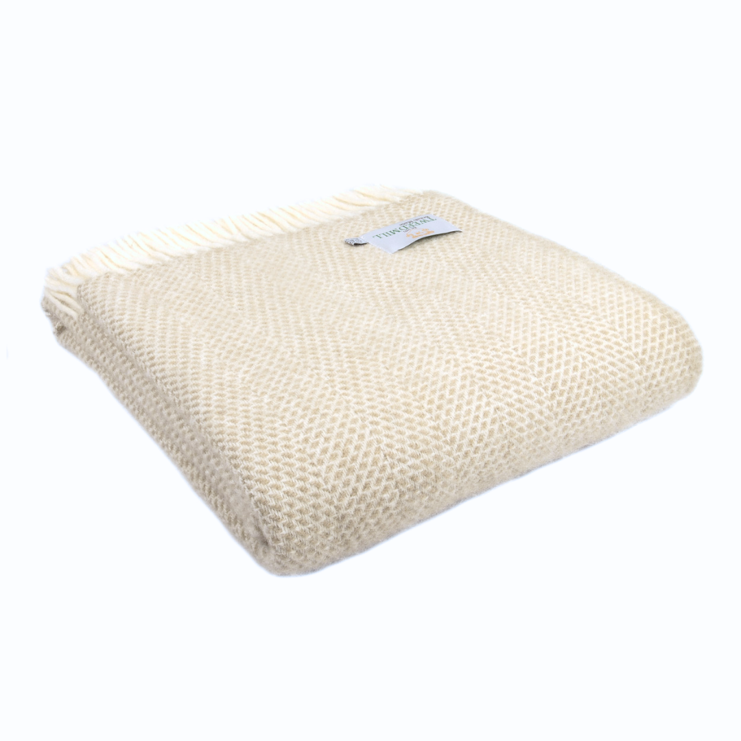 Oatmeal Pure New Wool Beehive Throw