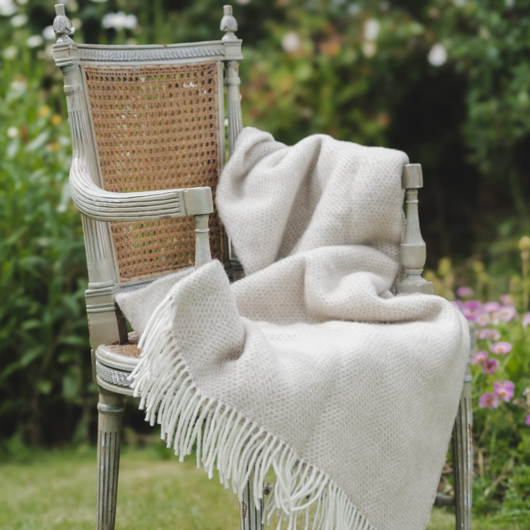 Oatmeal Pure New Wool Beehive Throw