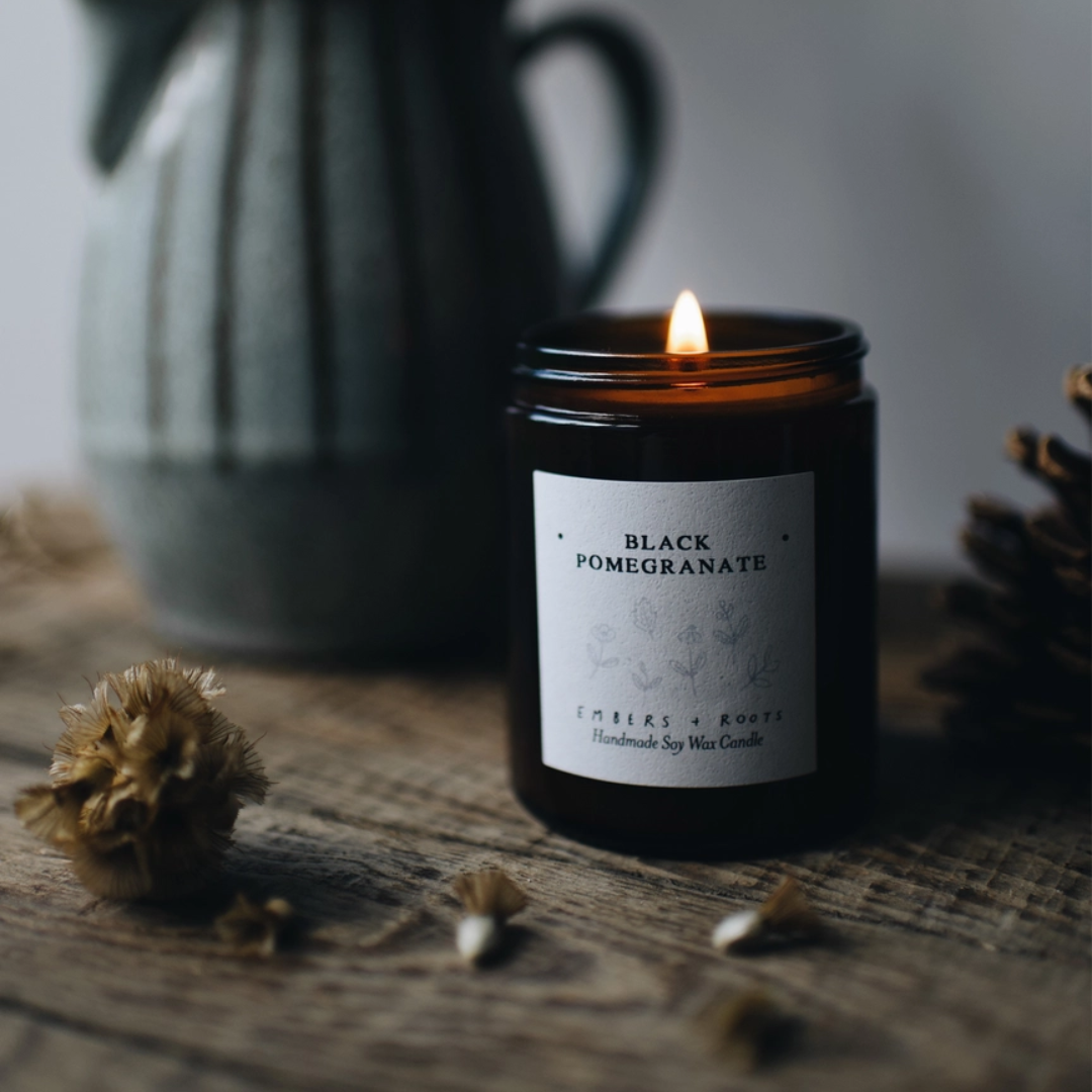 Black Pomegranate Soy Wax Candle | 180ml