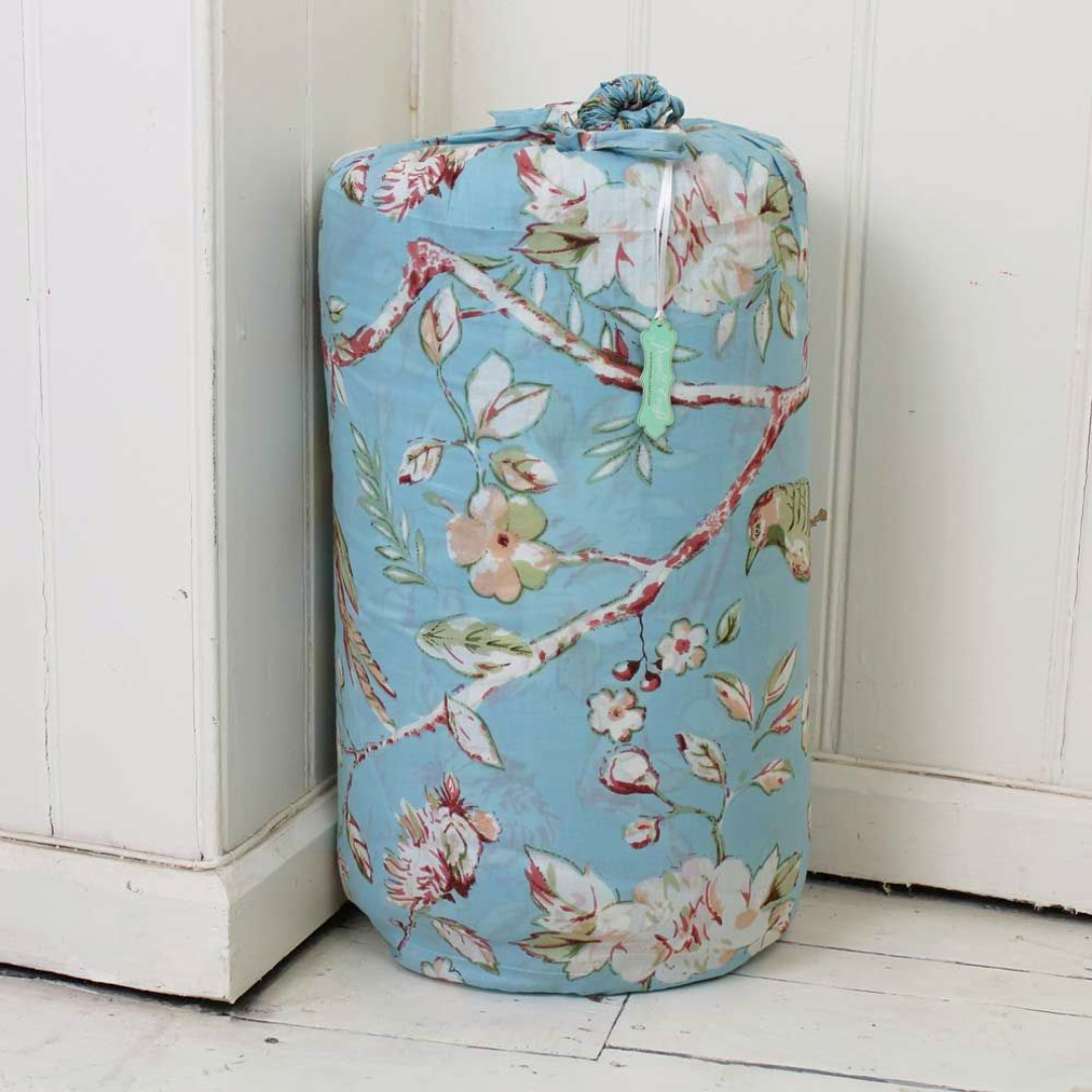 Blue Blossom Quilted Bedspread