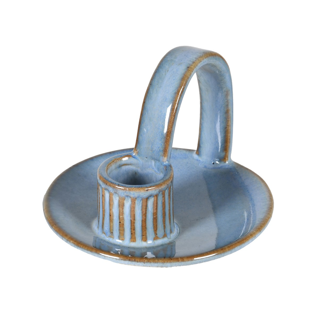 Rustic Blue Ceramic Candle Holder