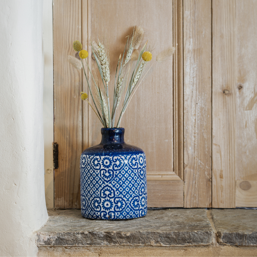 Mediterranean Blue Bottle Vase