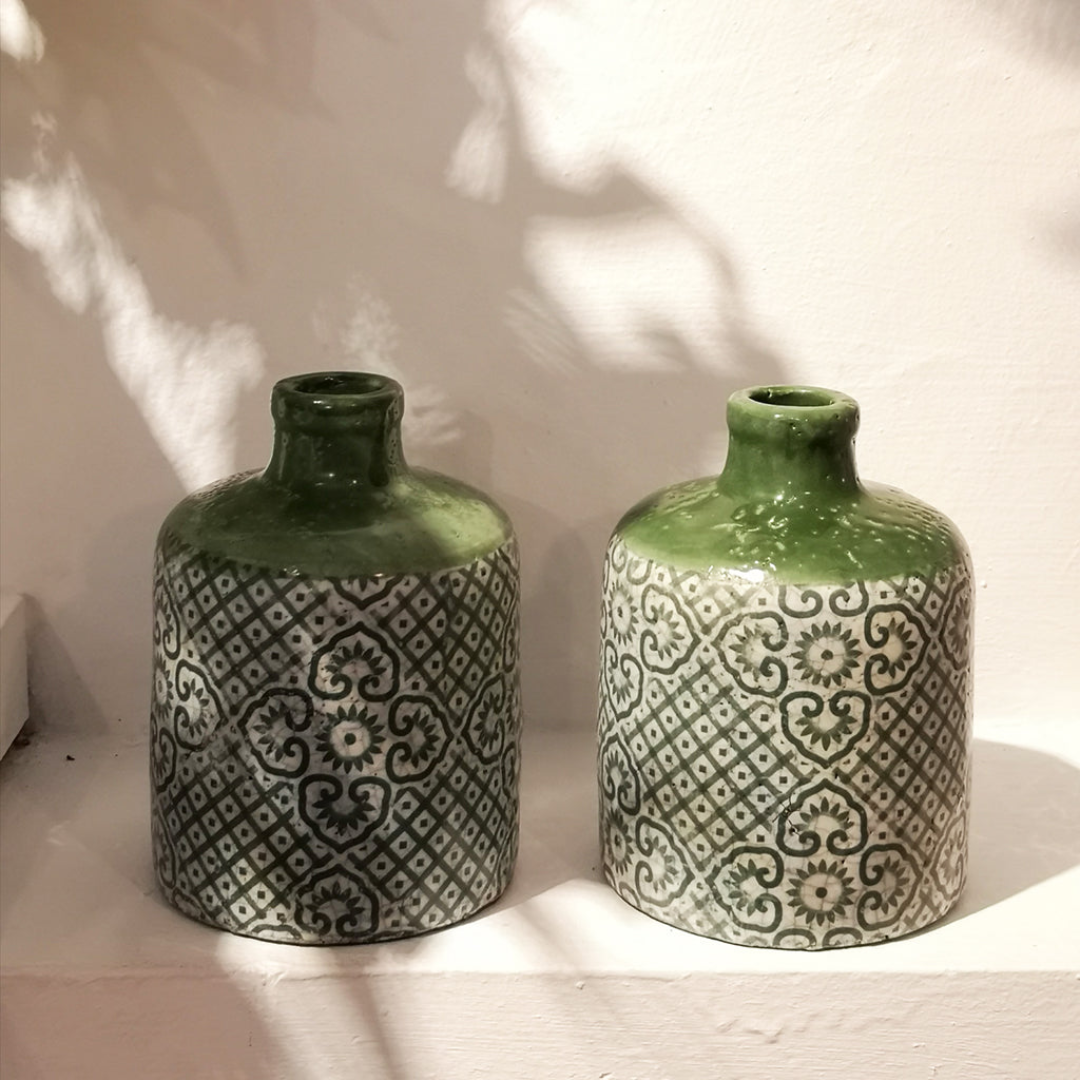 Mediterranean Green Bottle Vase