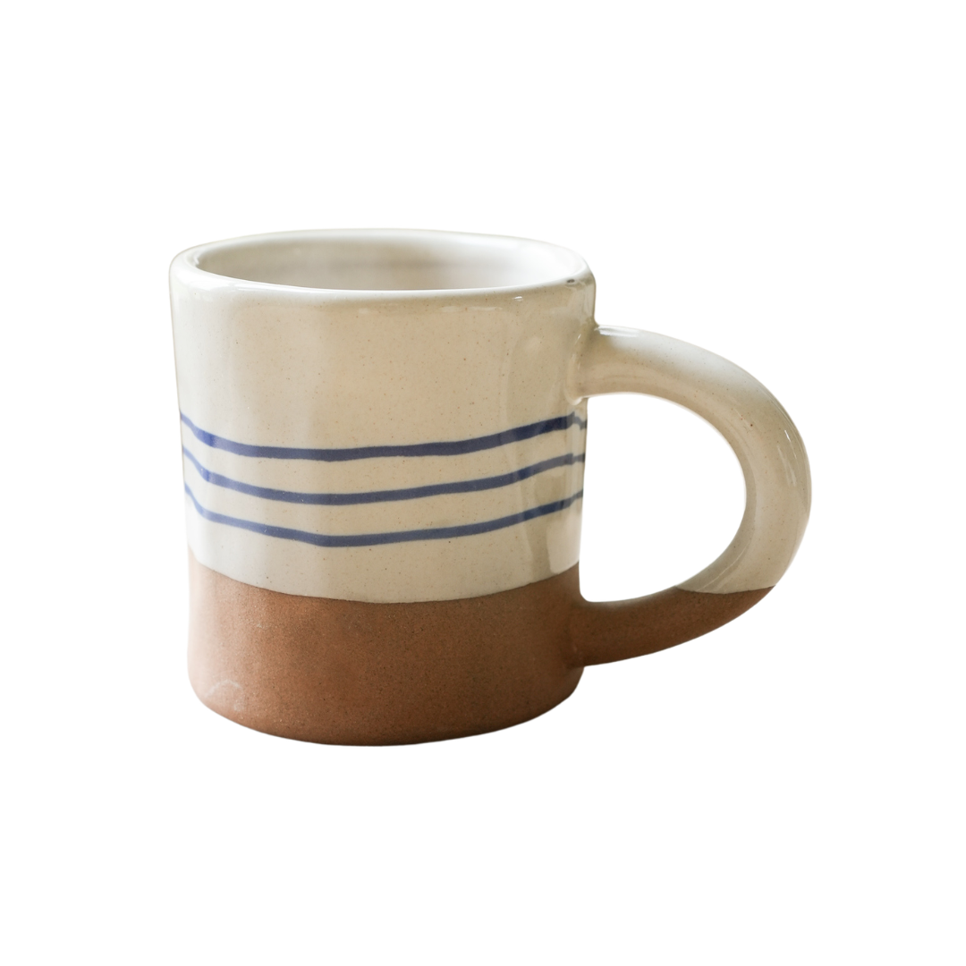 Hand Painted Blue Stripe Breton Tall Mug