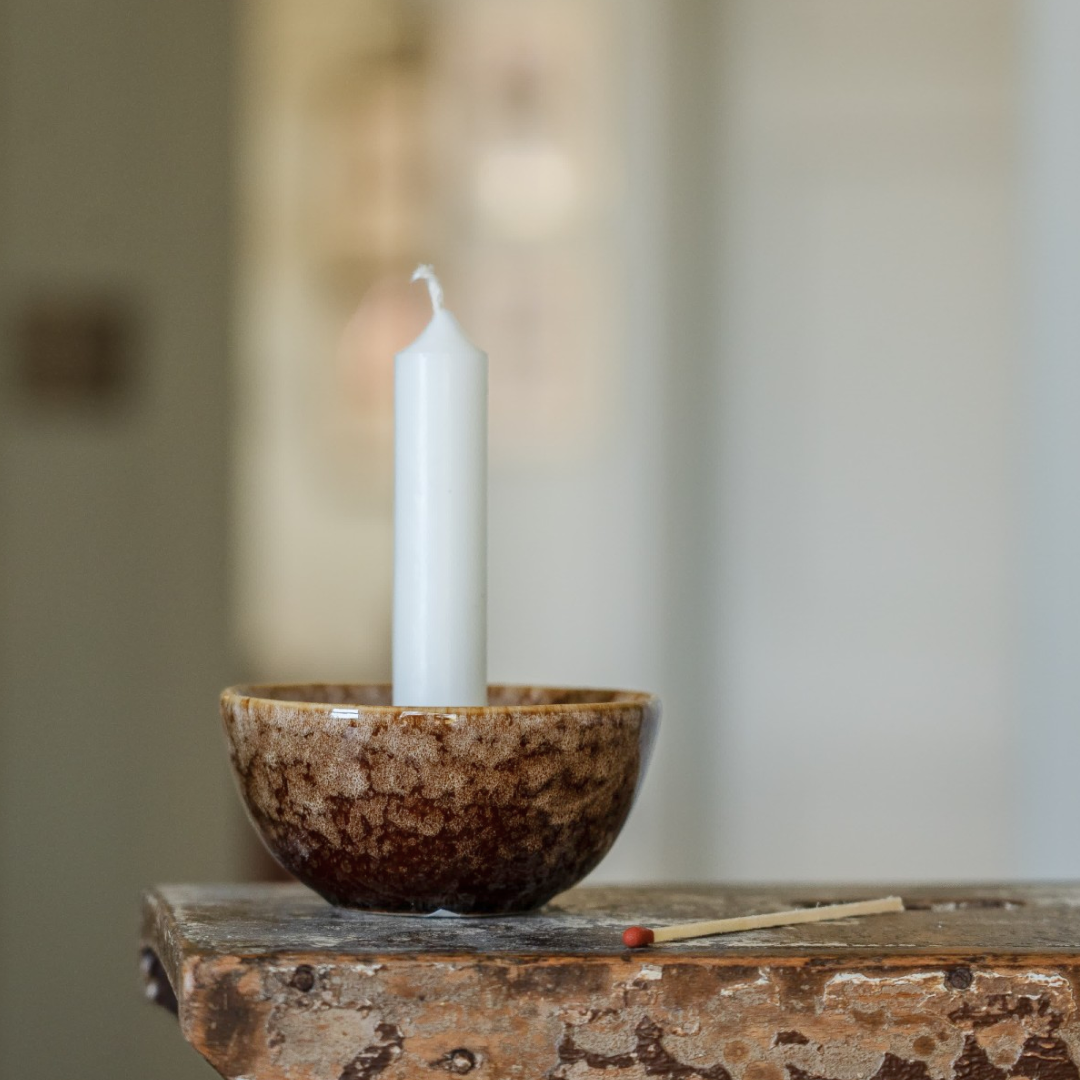 Brown Speckled Candle Holder