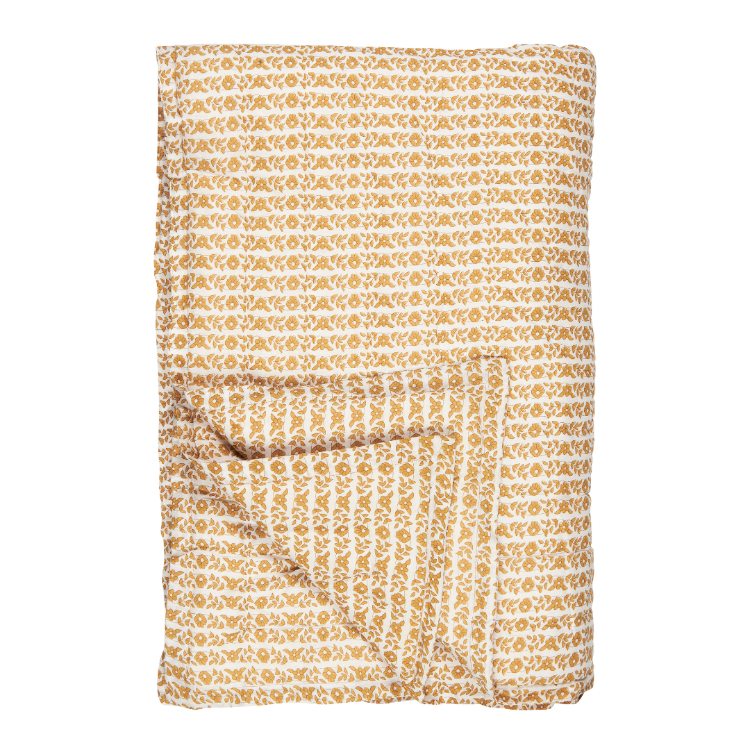 Mustard Yellow Floral Quilt Celina