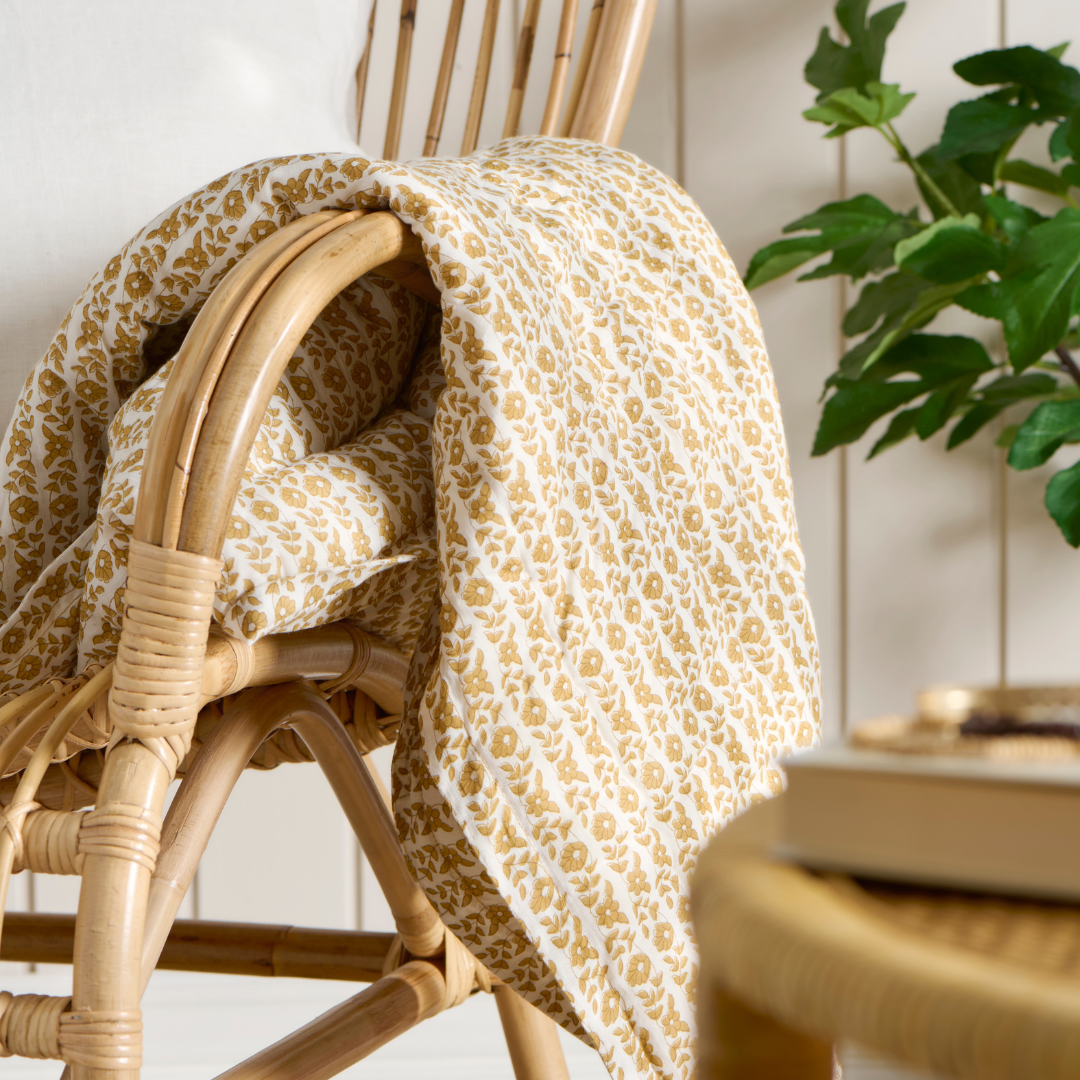 Mustard Yellow Floral Quilt Celina