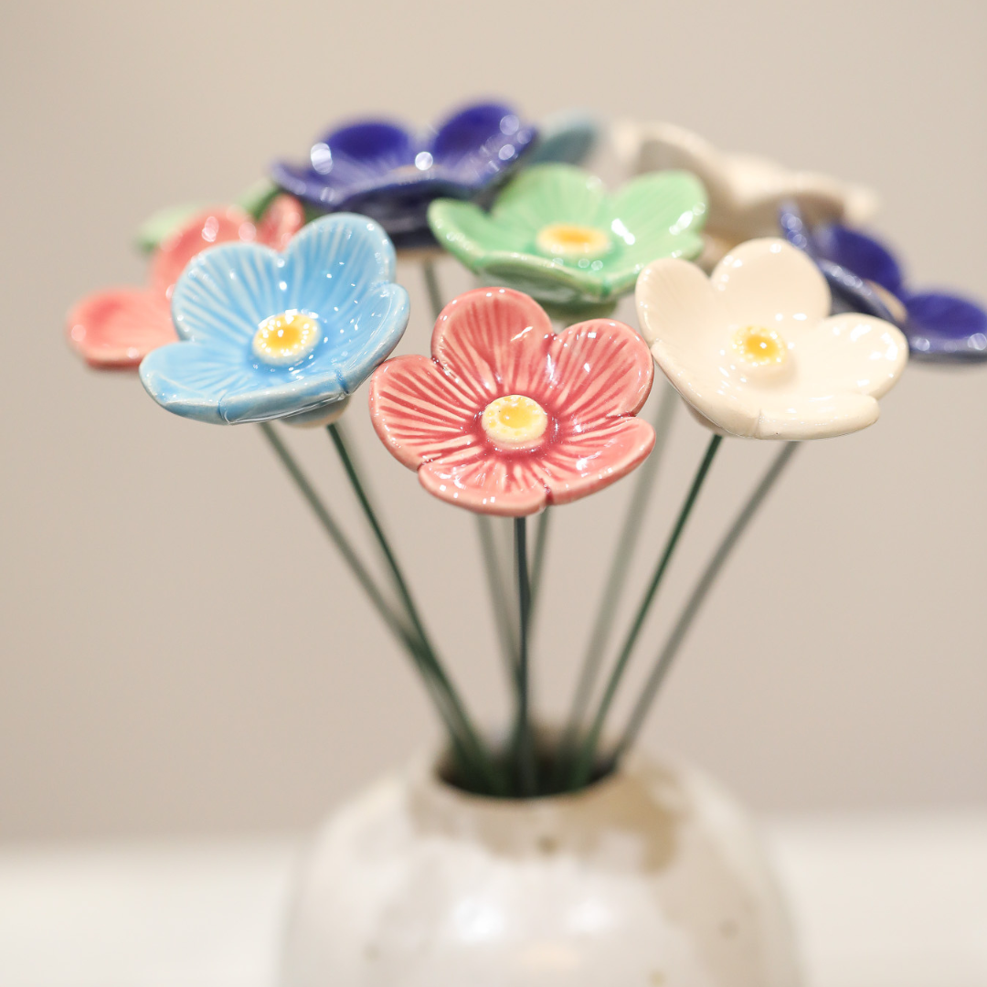 Handmade Ceramic Blossom Stem | Six Vibrant Colours