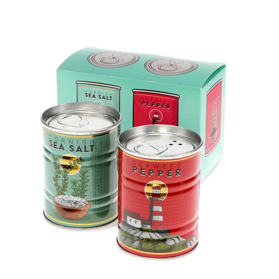 Tin Salt & Pepper Shakers | Lighthouse & Seaweed