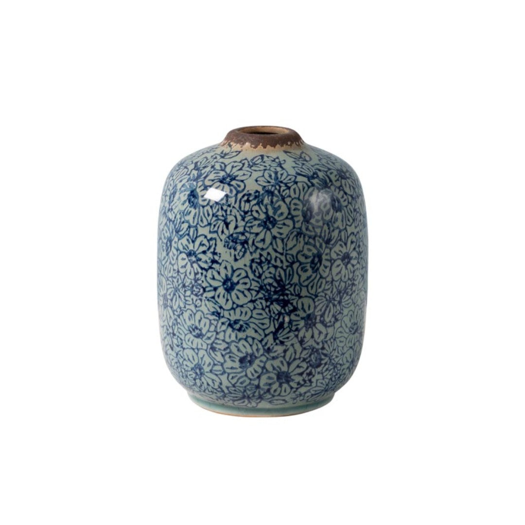 Cylinder Vase Blue Flowers