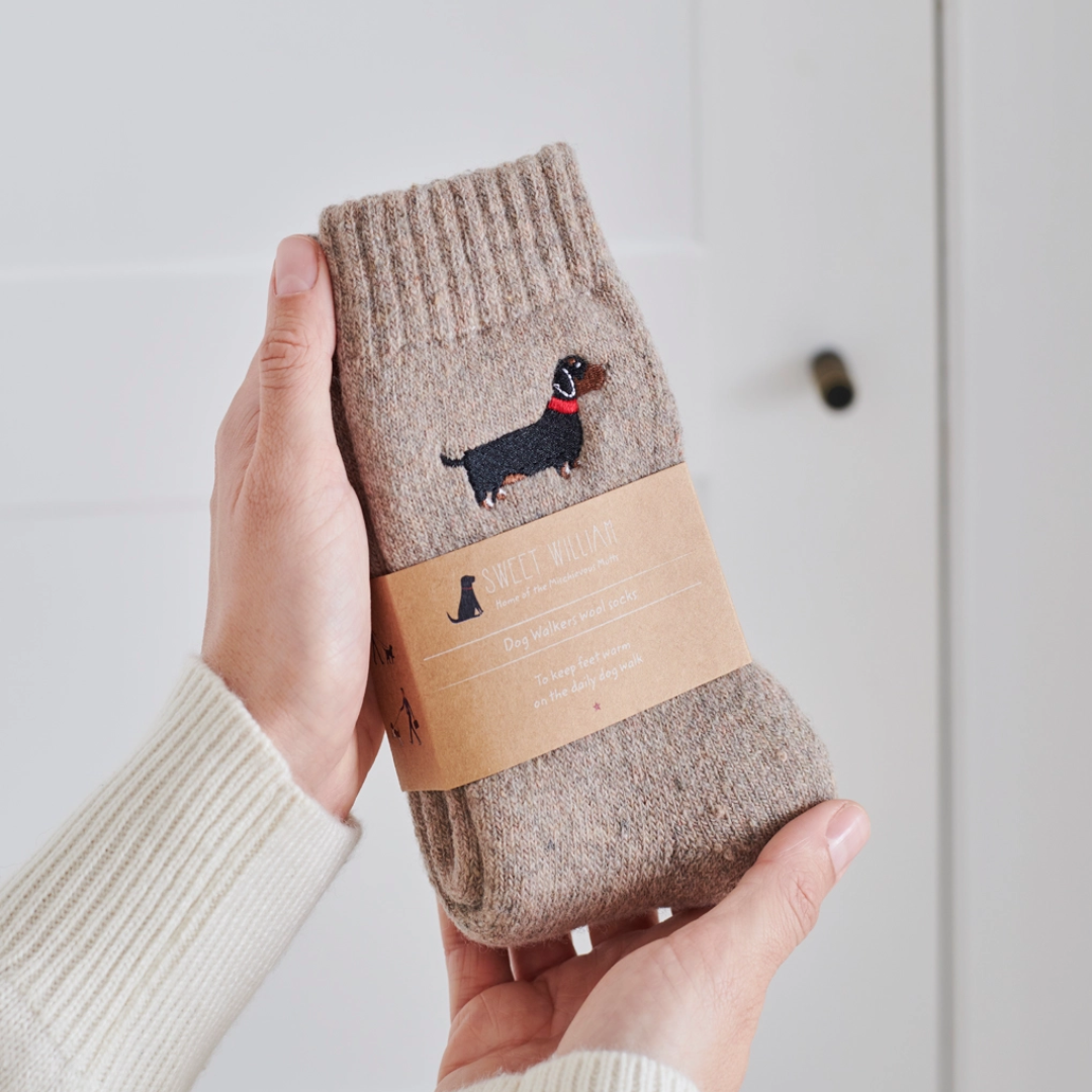 Embroidered Dog Walking Socks | 12 Breeds | One Size 4-12