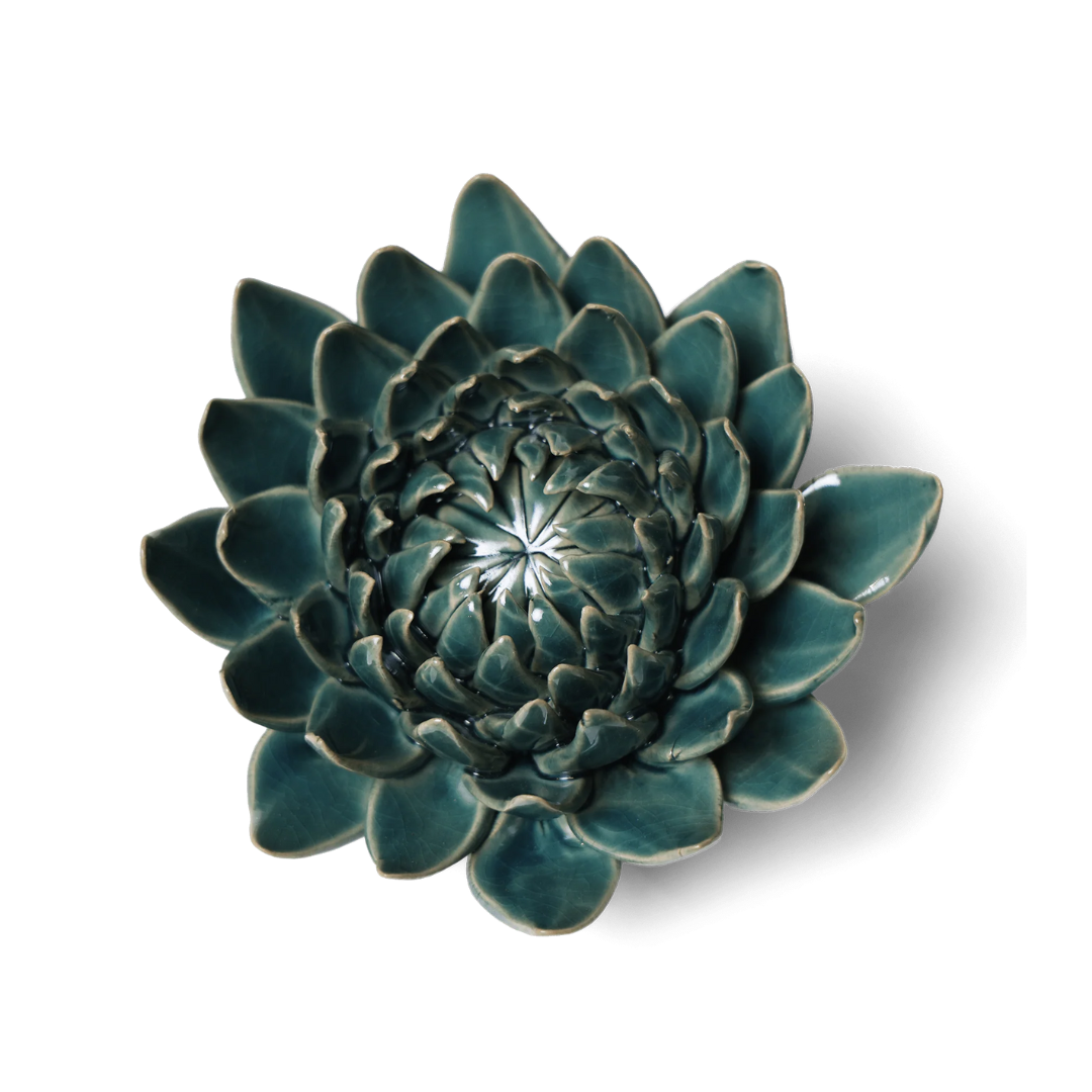 Ceramic Dahlia Flower | Teal Green