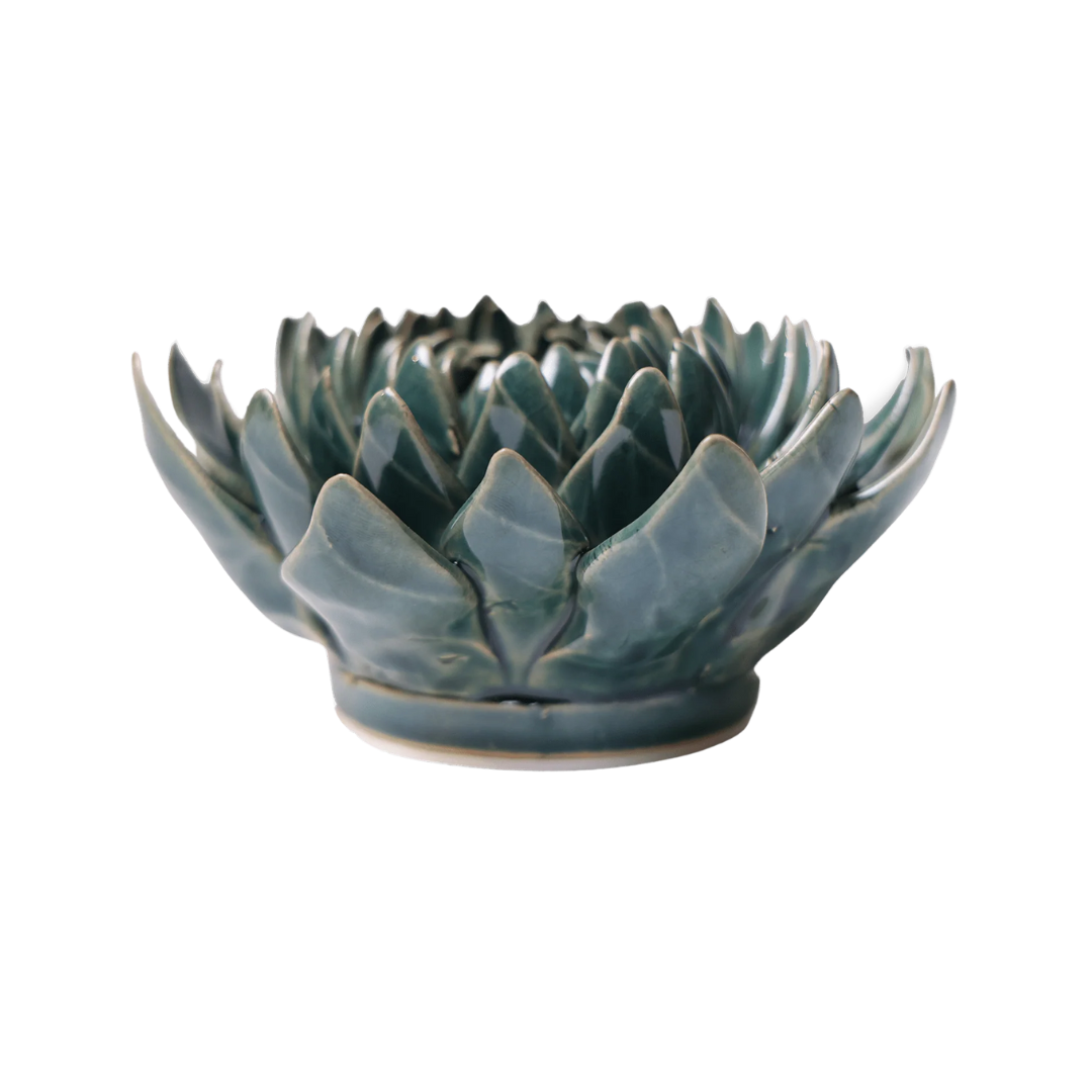 Ceramic Dahlia Flower | Teal Green