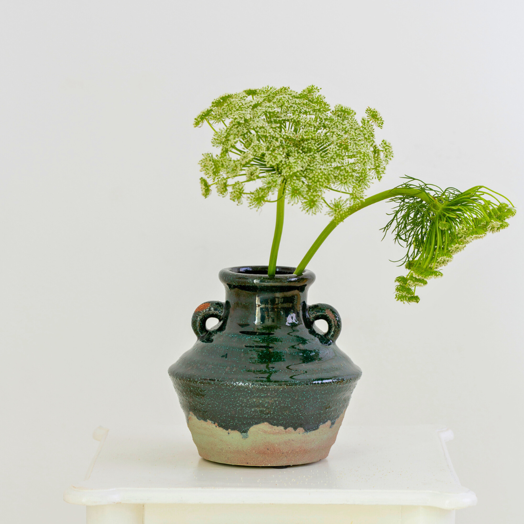 Dipped Stone Vase Seaweed Green | Squat