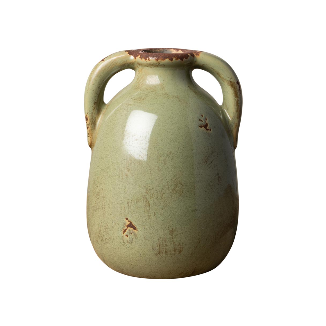Double Handle Small Vase | Lichen Green
