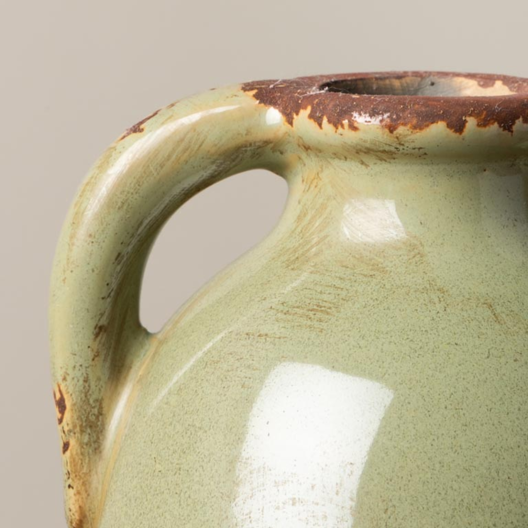 Double Handle Small Vase | Lichen Green