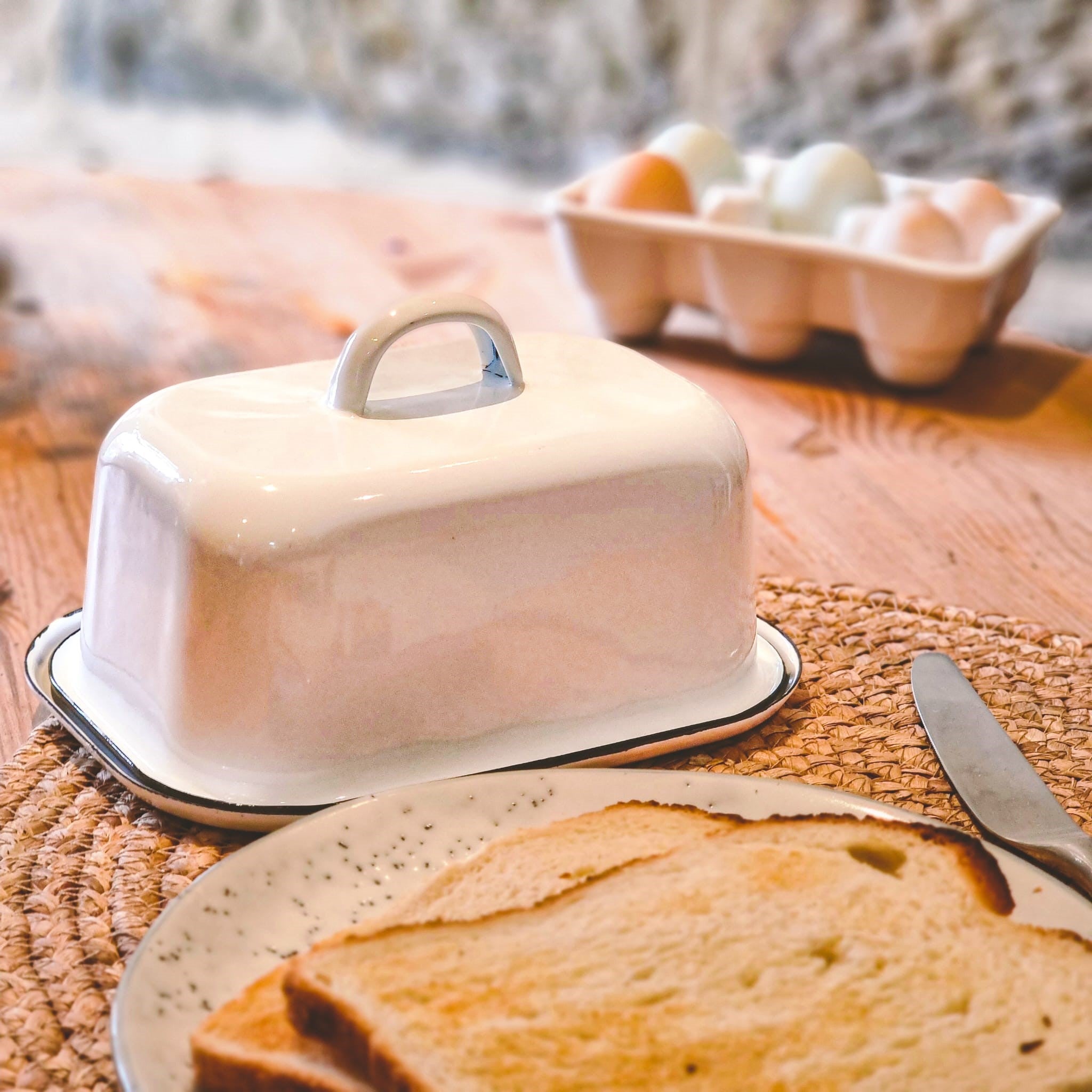 Enamel Butter Dish | White
