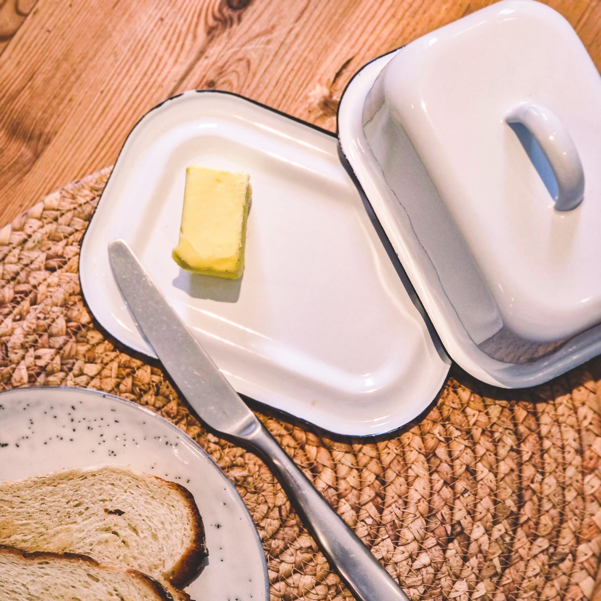 Enamel Butter Dish | White
