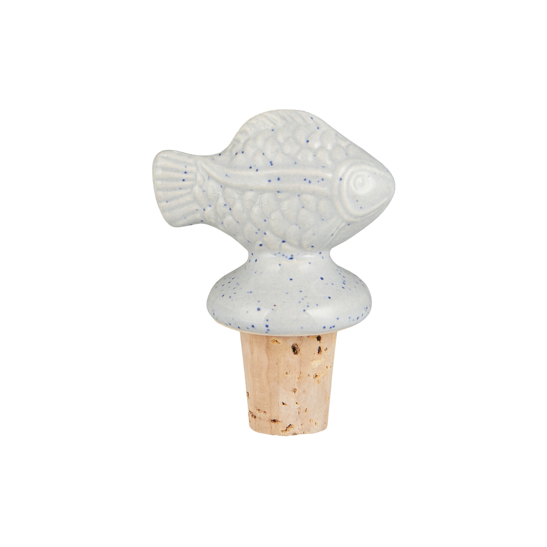 Blue Ceramic Fish Bottle Stopper