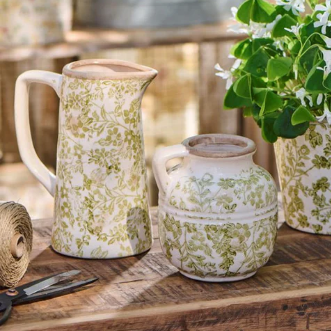 Green Blossom Jug Vase