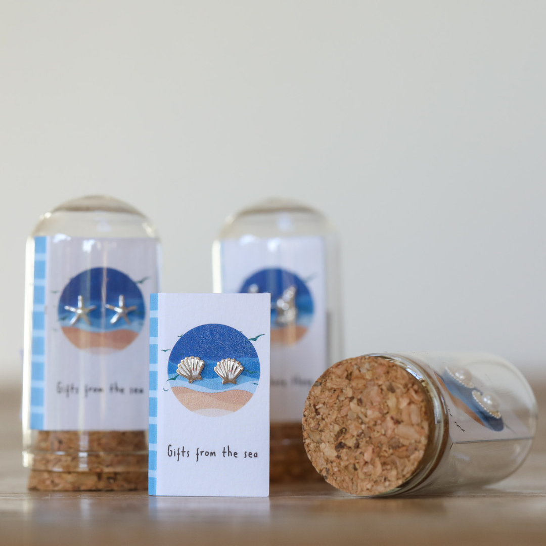 Sterling Silver Earrings in a Gift Bottle | Various Coastal Designs