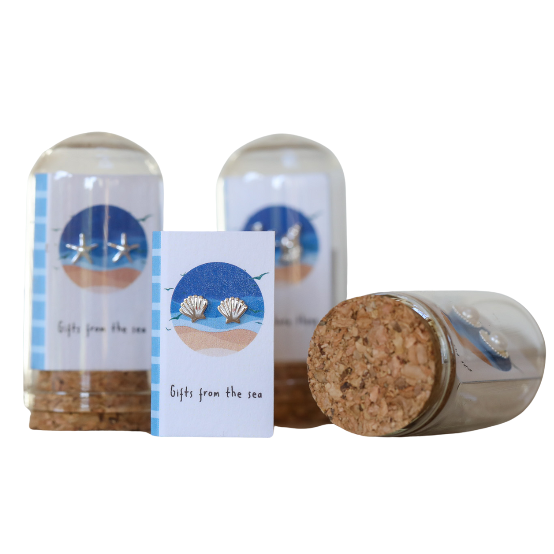 Sterling Silver Earrings in a Gift Bottle | Various Coastal Designs