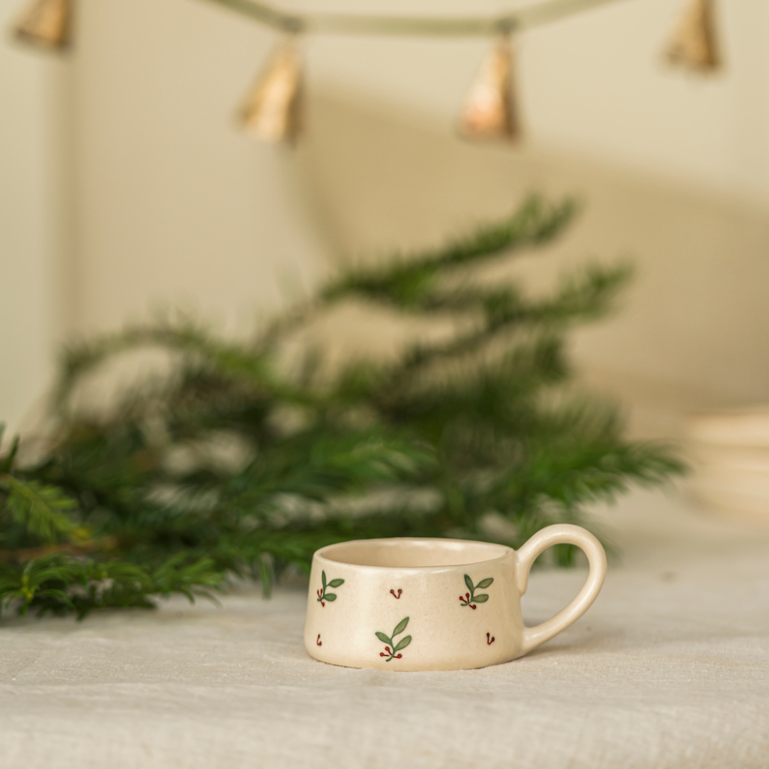 Hand Painted Holly Tea Light Holder