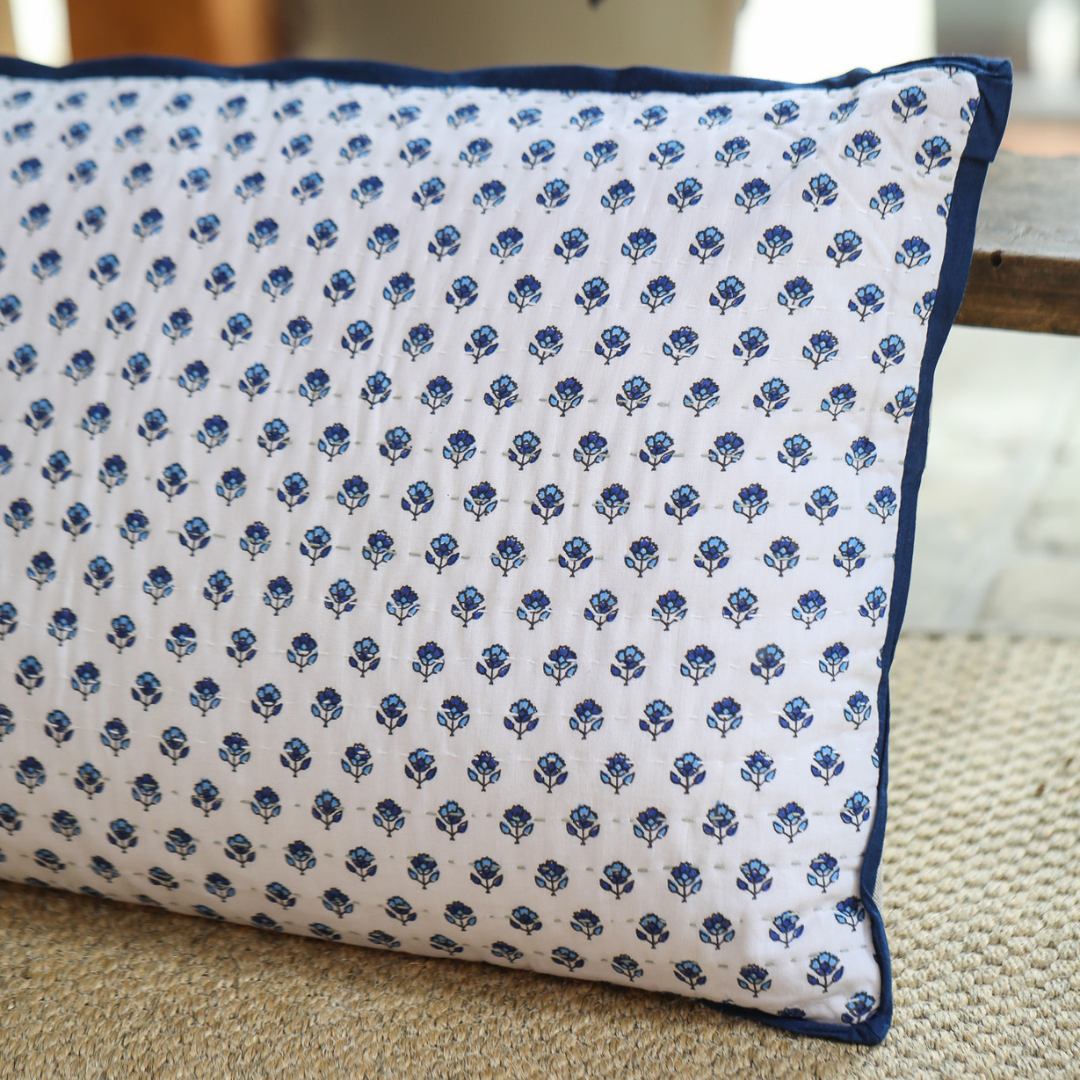 Indigo Ditsy Blue Floral Cushion