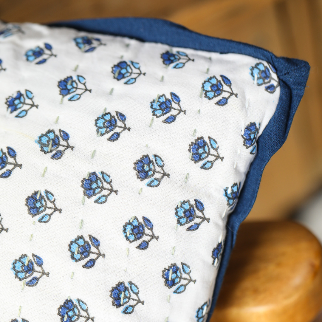 Indigo Ditsy Blue Floral Cushion