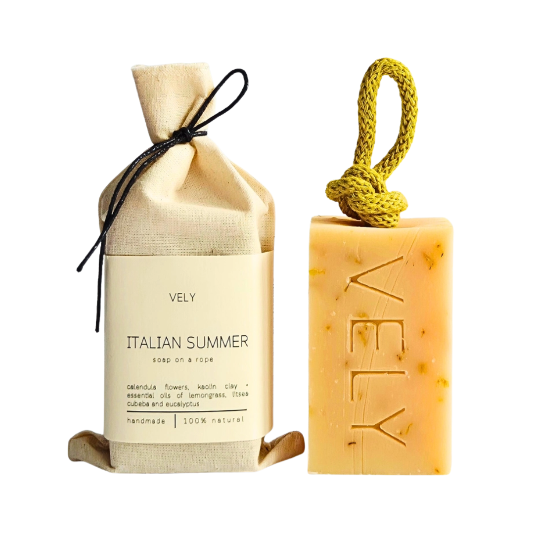 Natural Handmade Soap On A Rope | "Italian Summer"