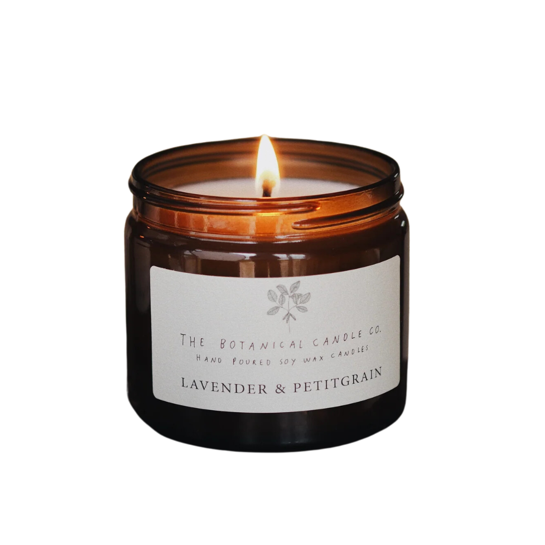 Lavender & Petitgrain Scented Soy Botanical Candle