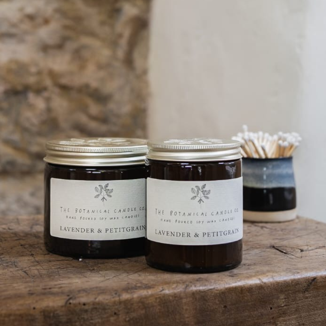 Lavender & Petitgrain Scented Soy Botanical Candle