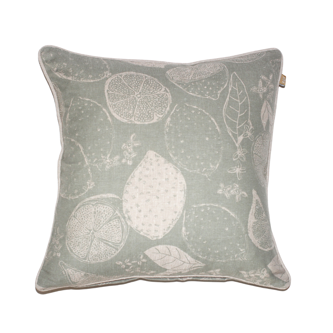 Lemon Marmalade Print Cushion Sage Green