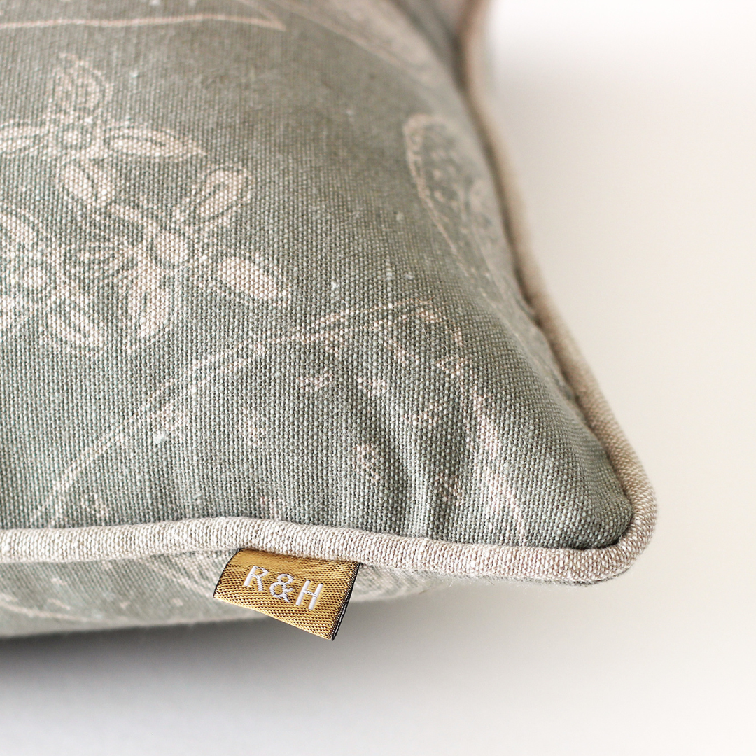 Lemon Marmalade Print Cushion Sage Green