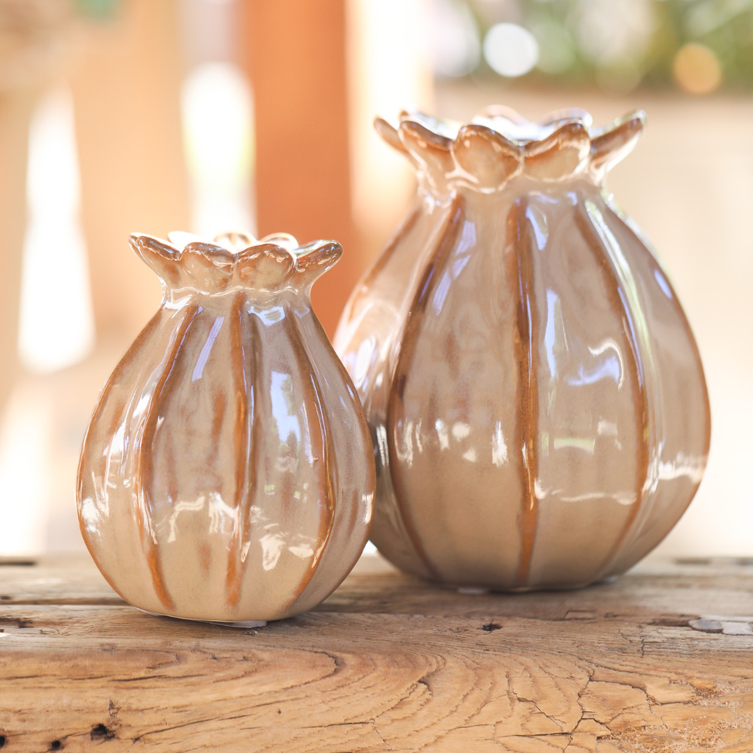 Lillian Poppy Seed Head Vase | Malt Brown | Small