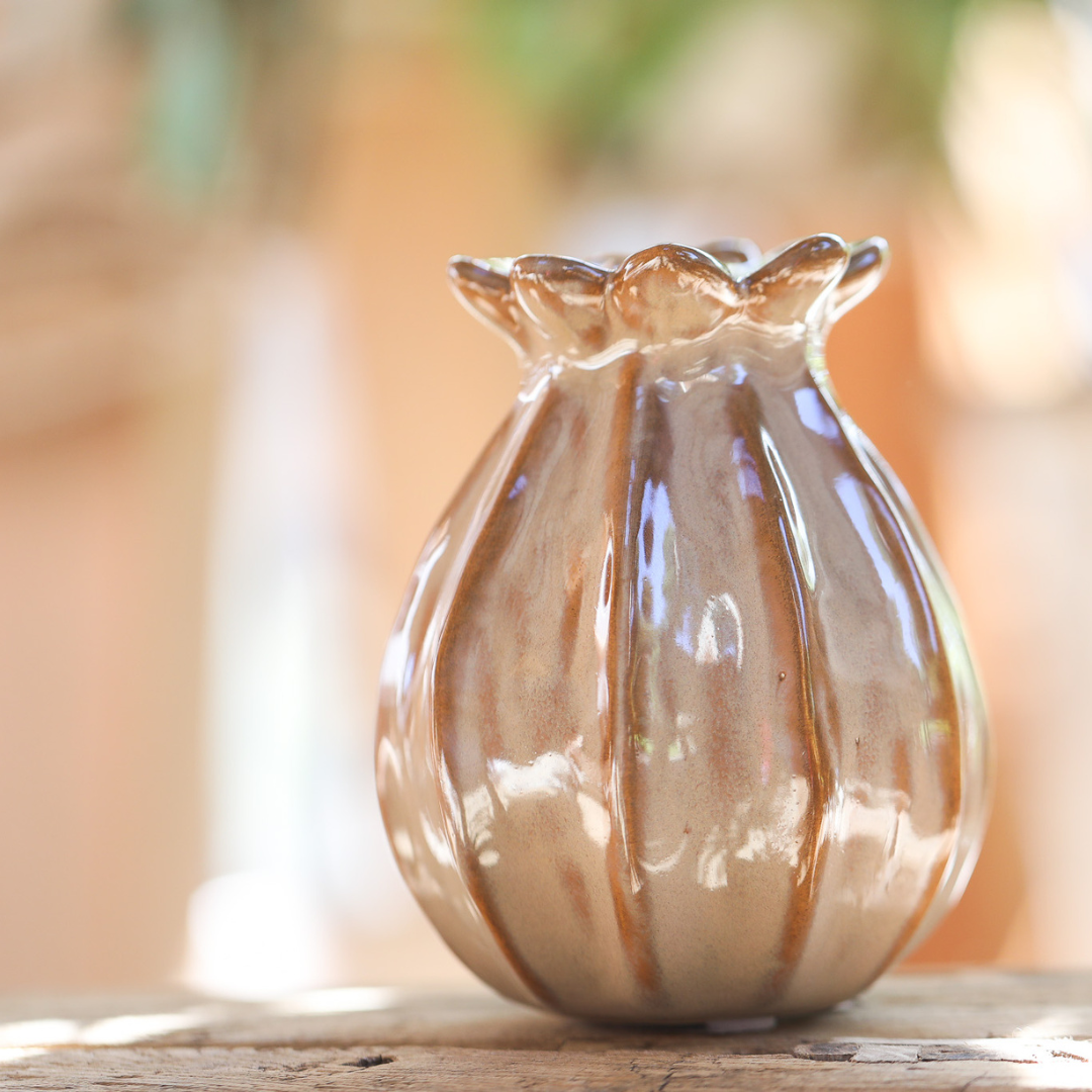 Lillian Poppy Seed Head Vase | Malt Brown | Small