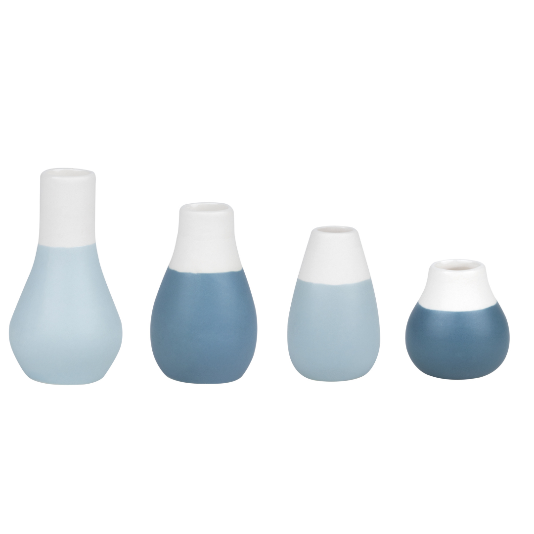 Set of 4 Miniature Pastel Vases | Blue