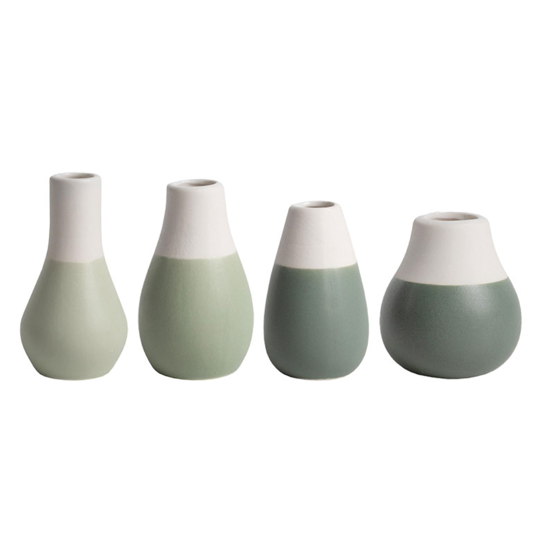 Set of 4 Miniature Pastel Vases | Green