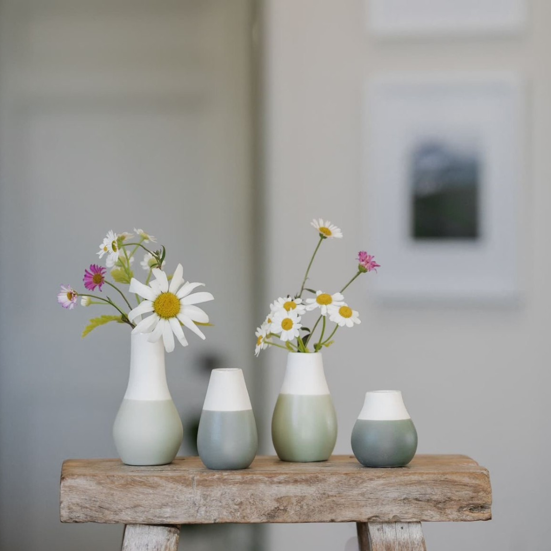 Set of 4 Miniature Pastel Vases | Green