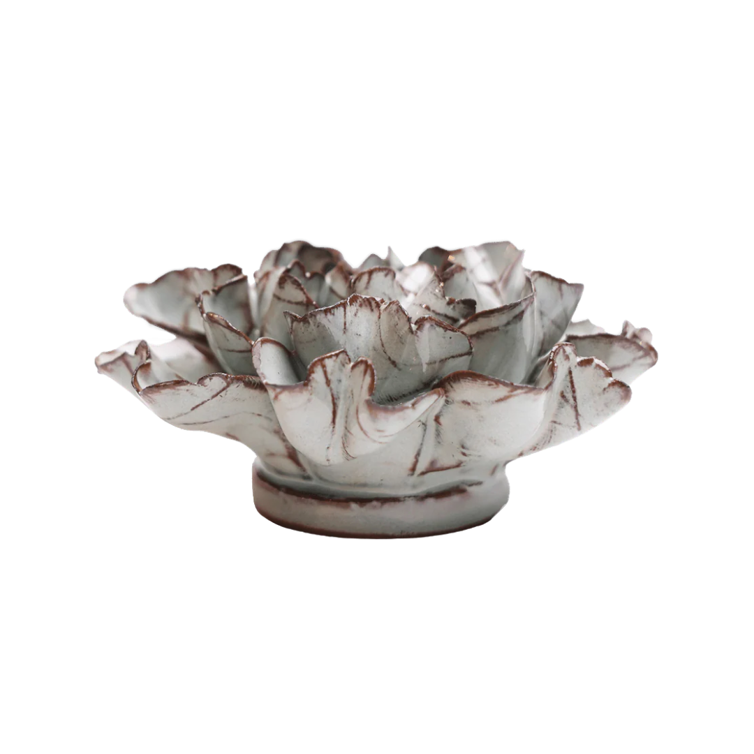 Ceramic Hibiscus | Mint Green & Chocolate