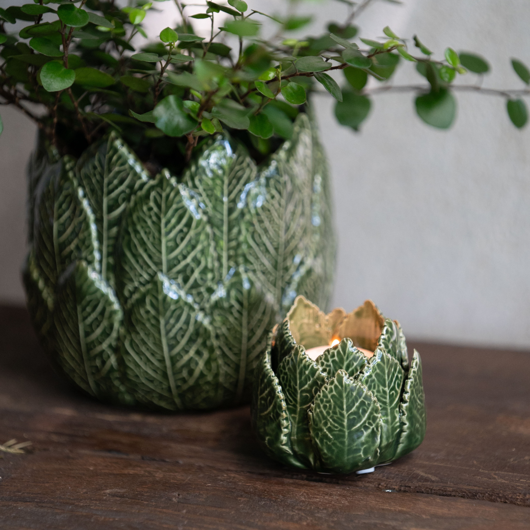 Green Leaf Tealight Holder