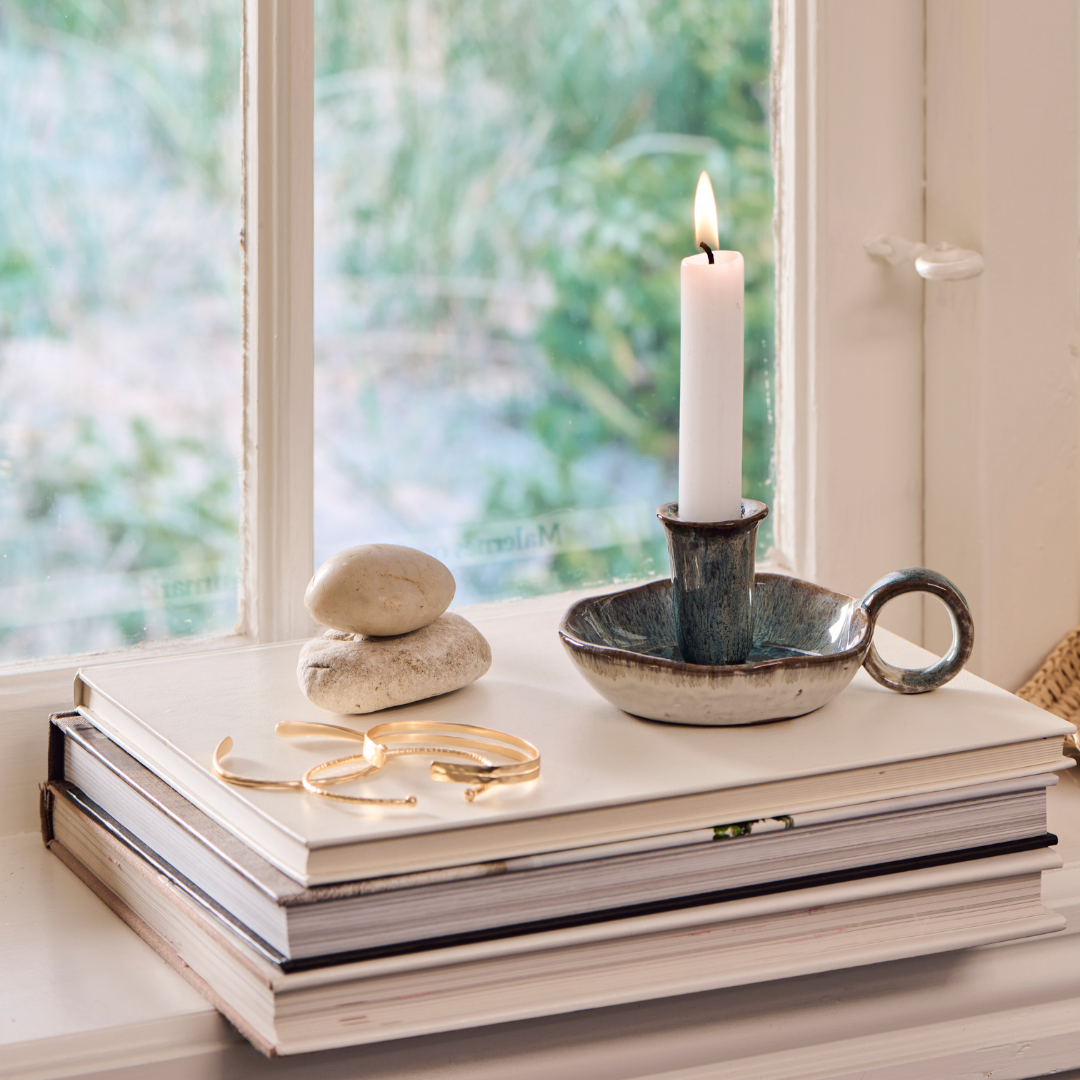 Ceramic Candle Holder Ocean Blue