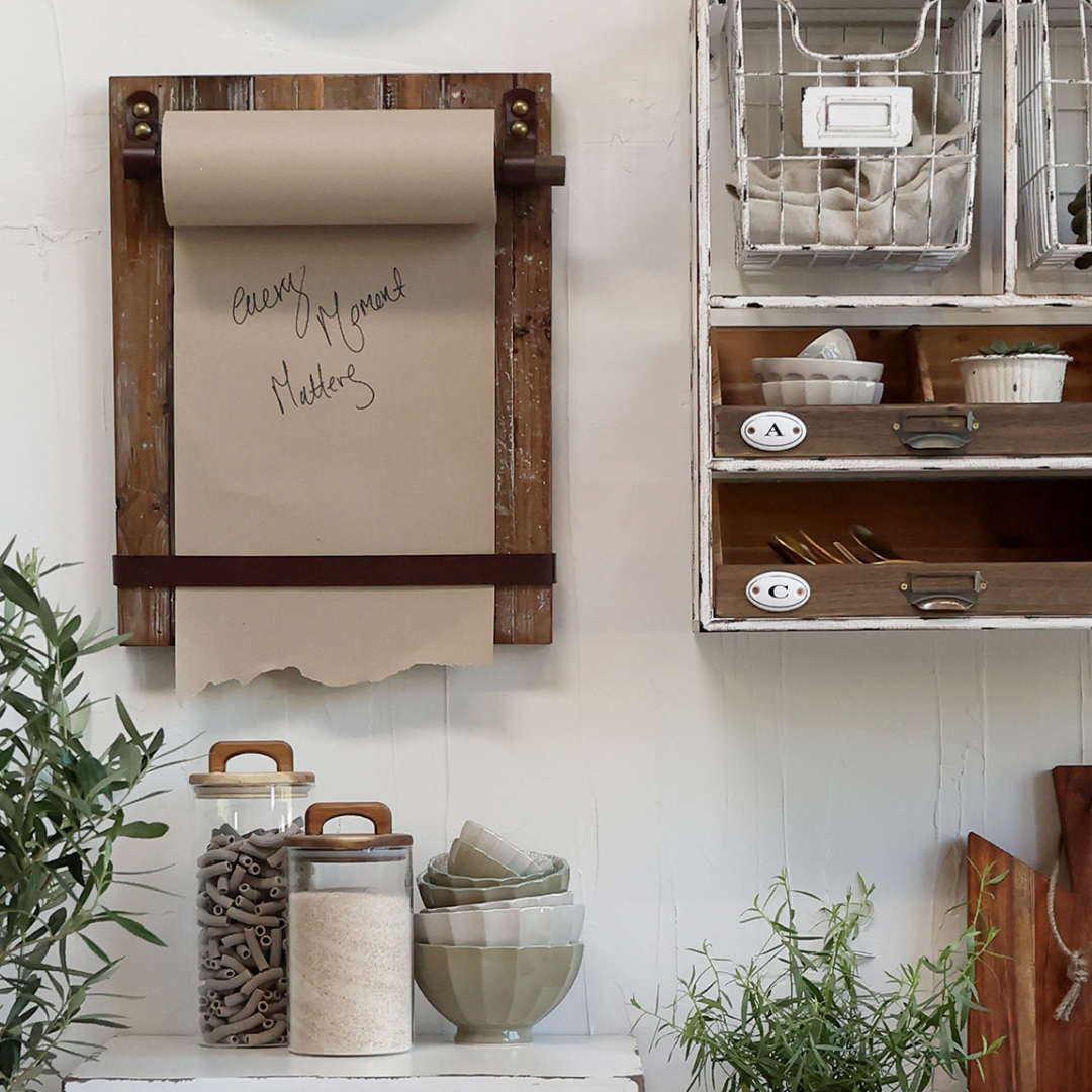 Recycled Wood Note Board with Paper Roll