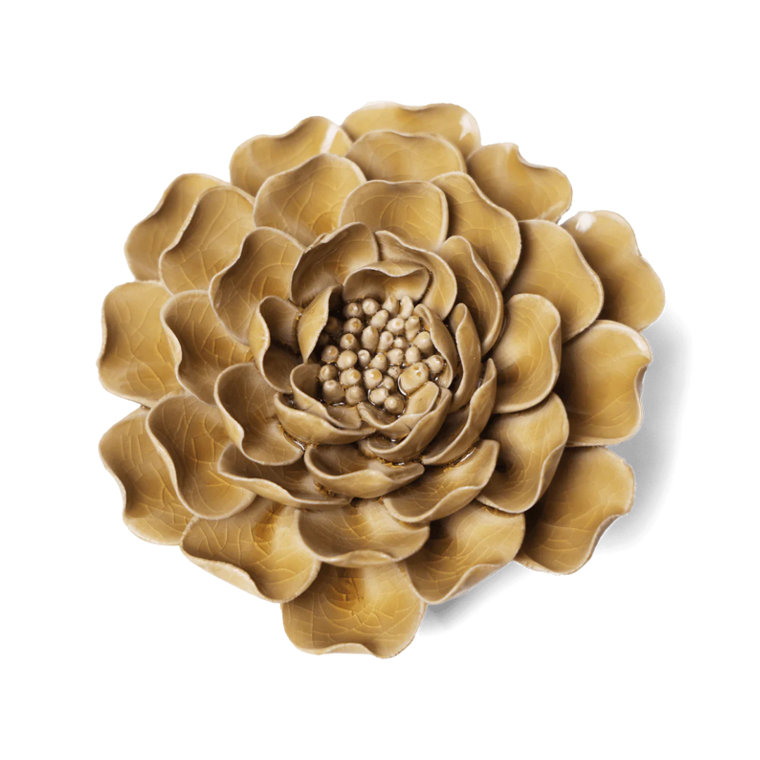 Ceramic Peony Flower | Mustard Yellow