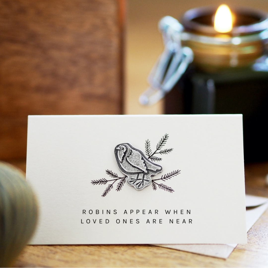 Robins Appear Pewter Token Card