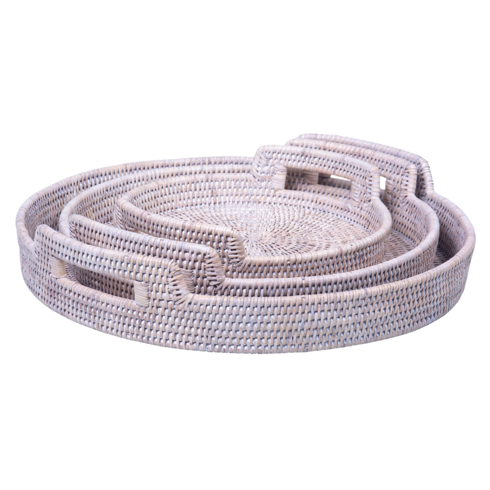Round Rattan Trays with Handles | 3 sizes available
