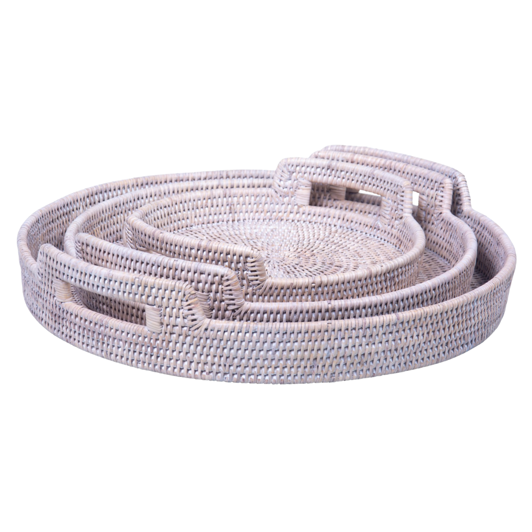 Round Rattan Trays with Handles | 3 sizes available