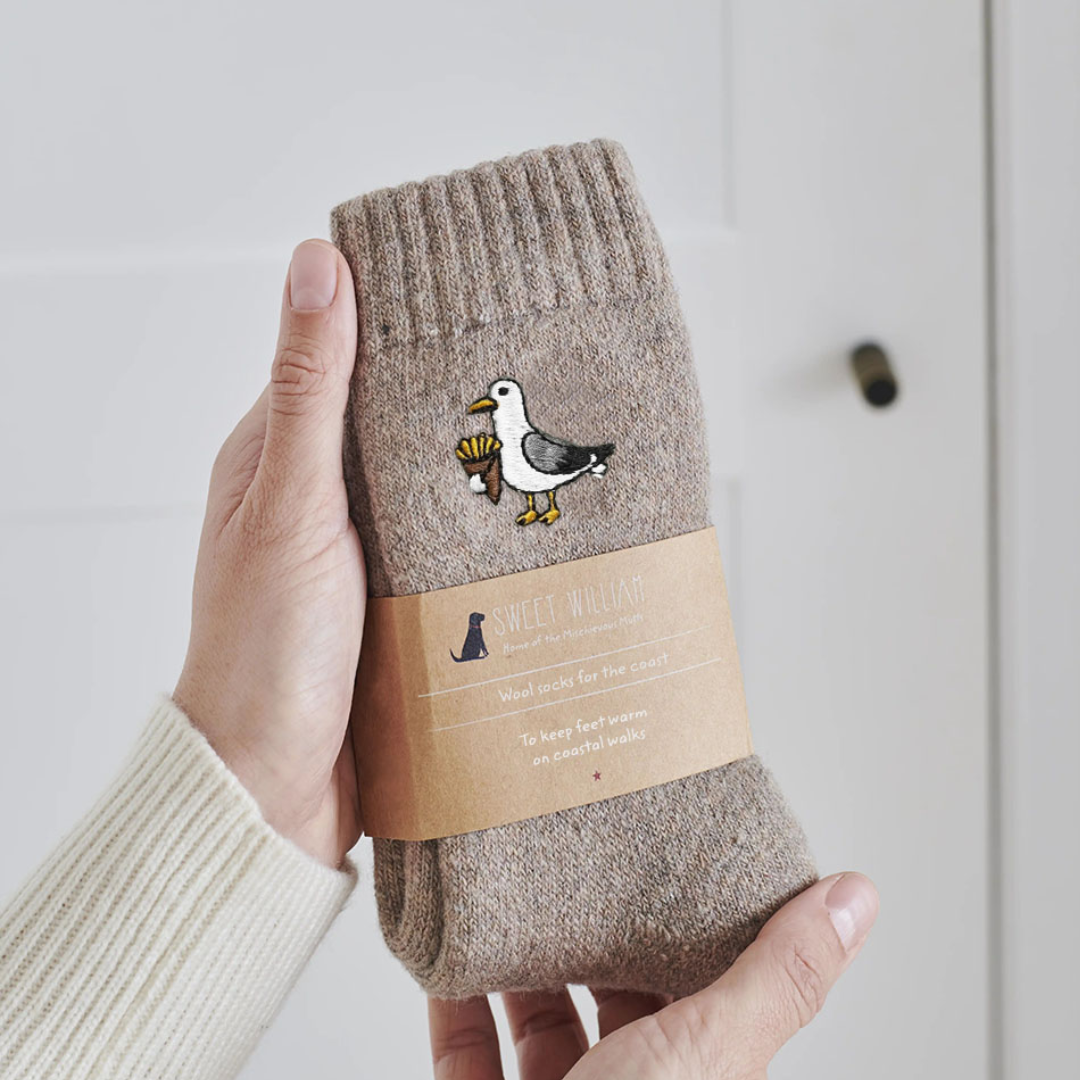 Embroidered Coastal Walking Socks | 4 Designs | One Size 4-12